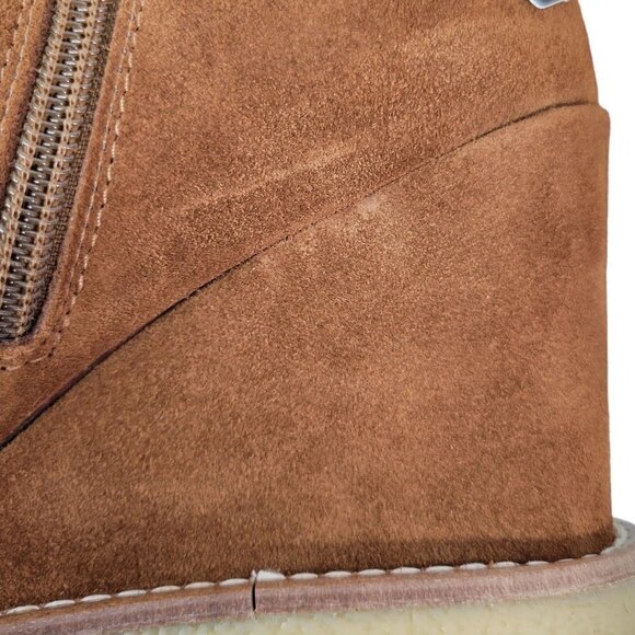 Made In Italy Suede Knee high Tall Long Wedge Heeled Boots Cognac | US 9 EU 39 - Picture 11 of 16